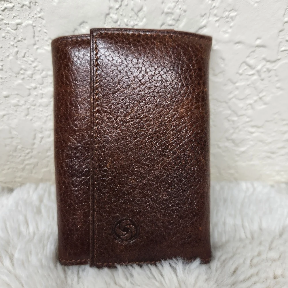 Vintage Samsonite Brown Full Grain Leather Wallet Key Holder